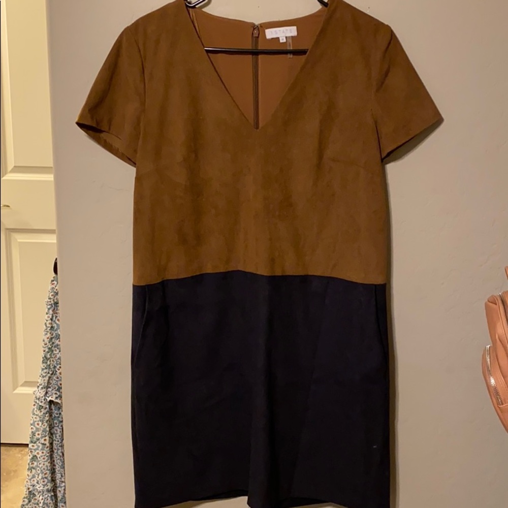 navy blue and tan suede dress- only worn once!